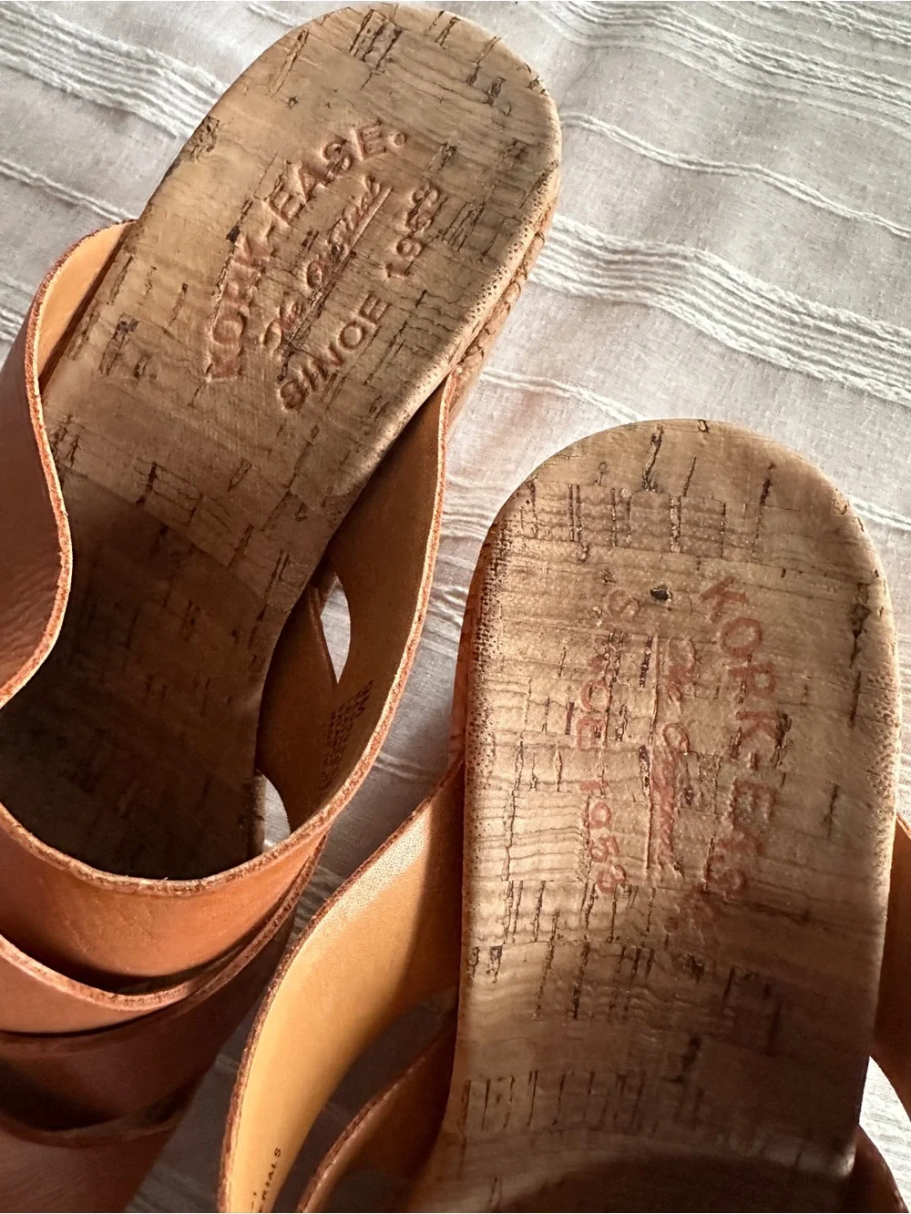 KORK-EASE Aria Tan Leather Crisscross Platform Wedge Sandals | 9